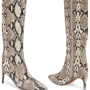 Snake skin low heel boots